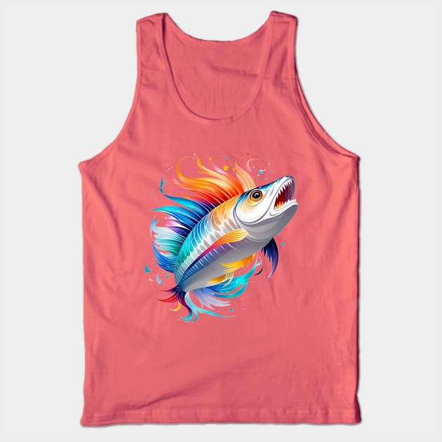 Crazy Fish In Watercolor Style - Ai Art Tank Top by Asarteon